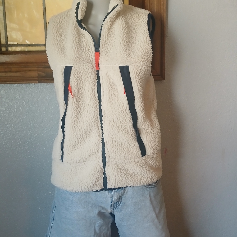 Soft Cream Sherpa Fleece Vest, Womens S, Gorp Utility Chore Outdoor Work
